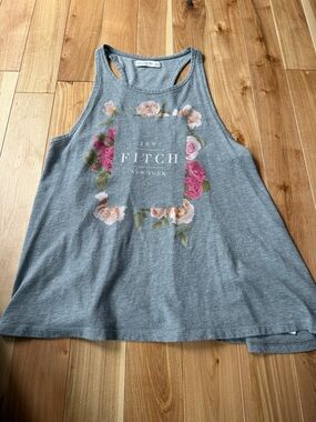 Abercrombie & Fitch Gray Floral Racerback Tank